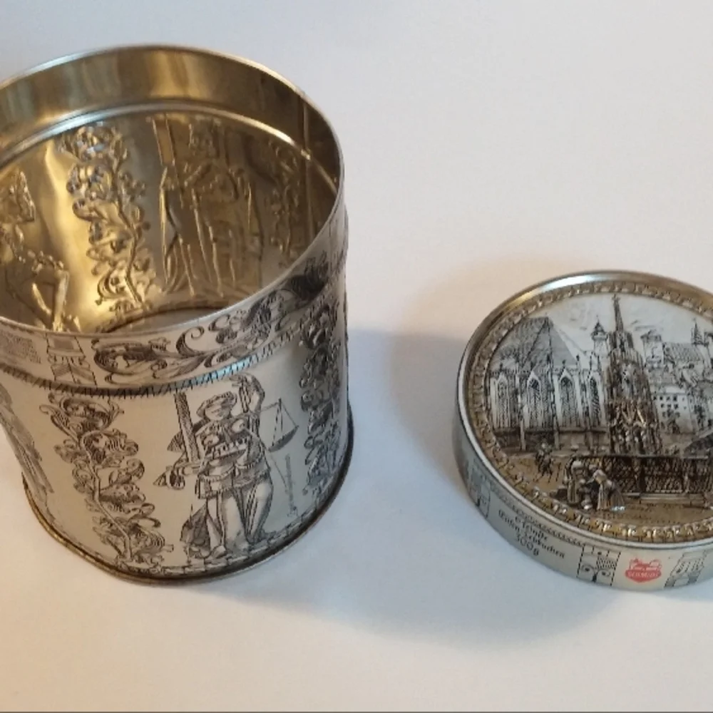 Vintage German Cookie Tin Schmidt Decorative Embossed Canister